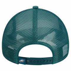 Philadelphia Eagles New Era Stacked A-Frame Trucker 9FORTY Adjustable Hat White/Midnight Green | NFL