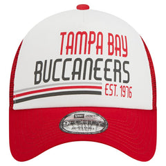Tampa Bay Buccaneers New Era Stacked A-Frame Trucker 9FORTY Adjustable Hat White/Red | NFL