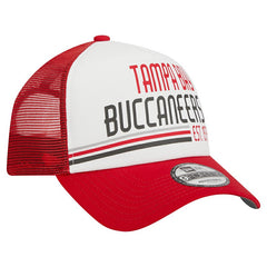Tampa Bay Buccaneers New Era Stacked A-Frame Trucker 9FORTY Adjustable Hat White/Red | NFL