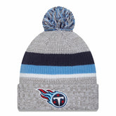 Tennessee Titans New Era Cuffed Knit Hat with Pom Heather Gray | NFL