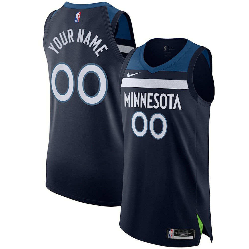 Minnesota Timberwolves Authentic Custom Jersey Navy Icon Edition - NBA