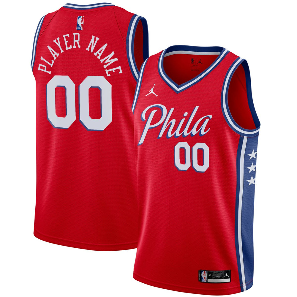 Philadelphia 76ers Jordan Brand Swingman Custom Jersey Statement Edition Red - NBA