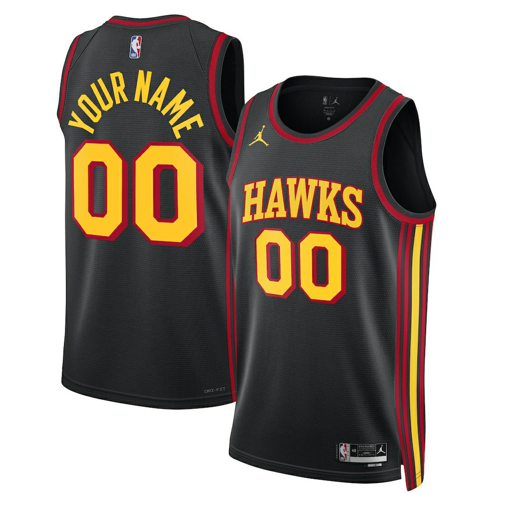 Atlanta Hawks Jordan Brand Unisex 2022/23 Swingman Custom Jersey Statement Edition Black - NBA