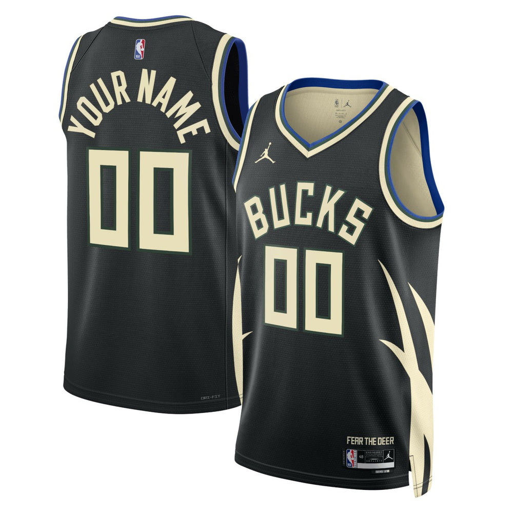 Milwaukee Bucks Jordan Brand Unisex 2022/23 Swingman Custom Jersey Statement Edition Black - NBA