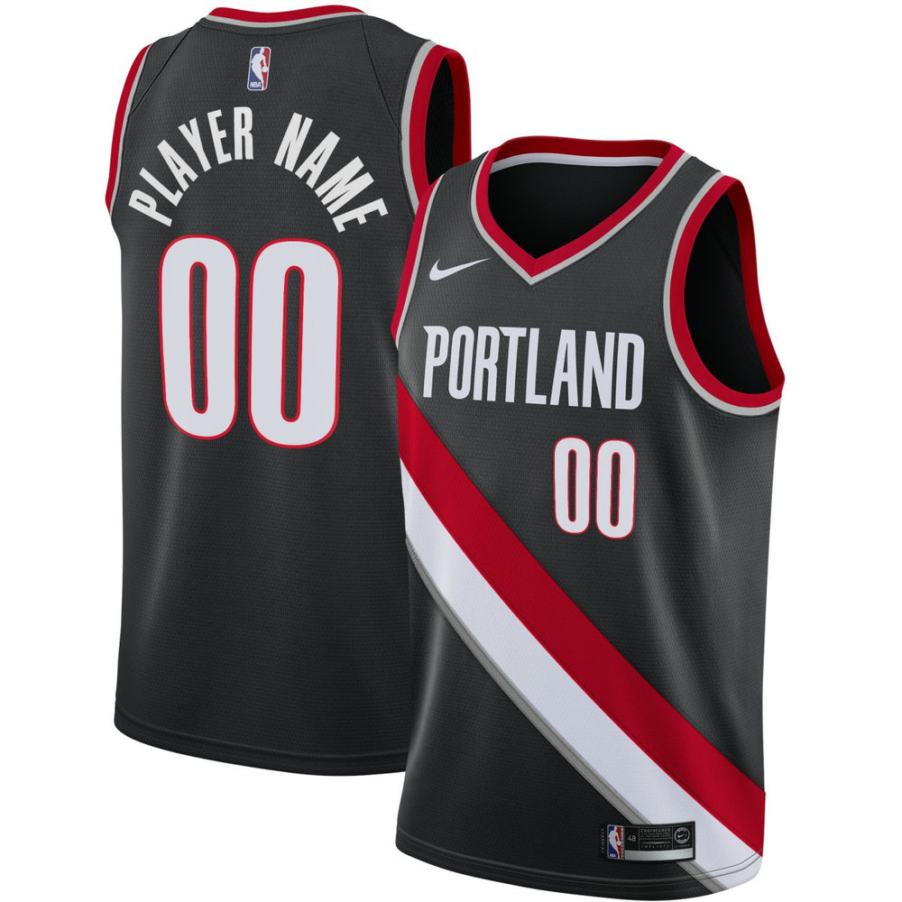 Portland Trail Blazers Swingman Custom Jersey Black Icon Edition - NBA