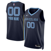 Memphis Grizzlies Unisex Swingman Custom Jersey Navy Icon Edition - NBA