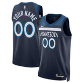Minnesota Timberwolves Unisex Swingman Custom Jersey Navy Icon Edition - NBA