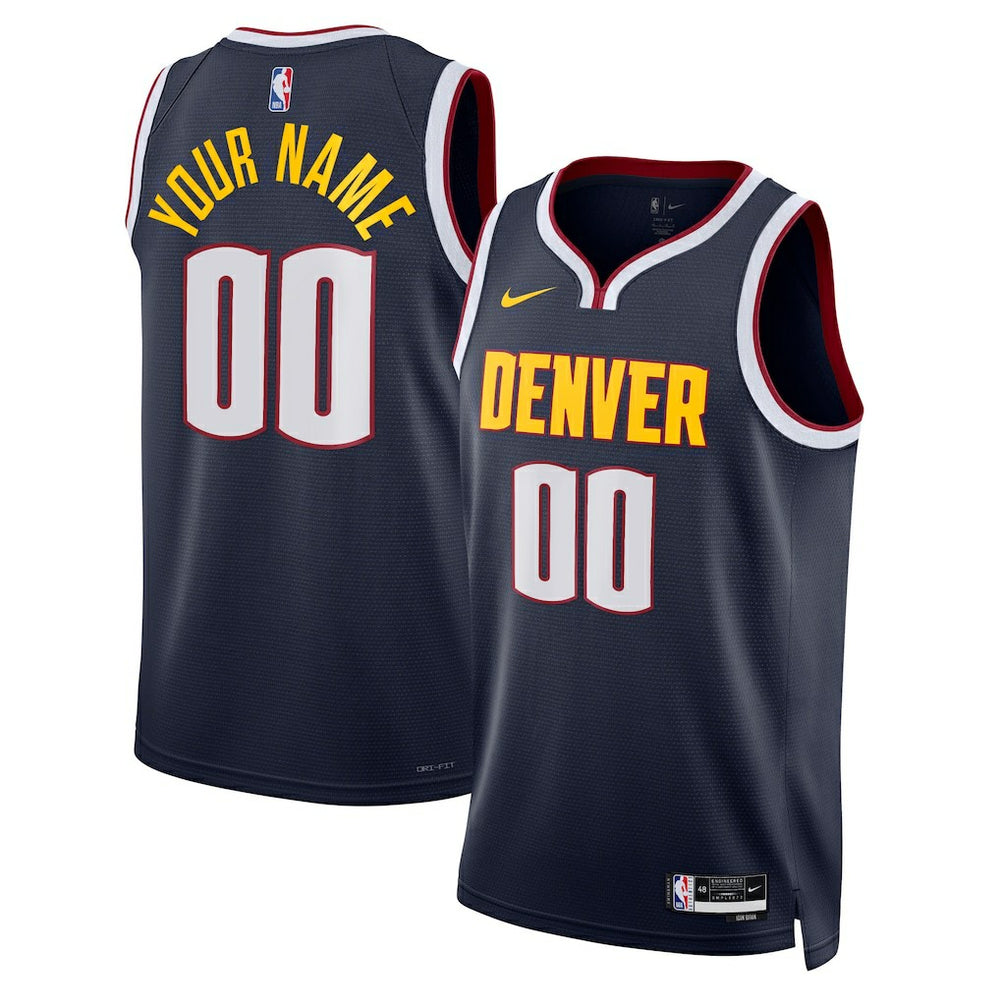 Denver Nuggets Unisex Swingman Custom Jersey Navy Icon Edition - NBA