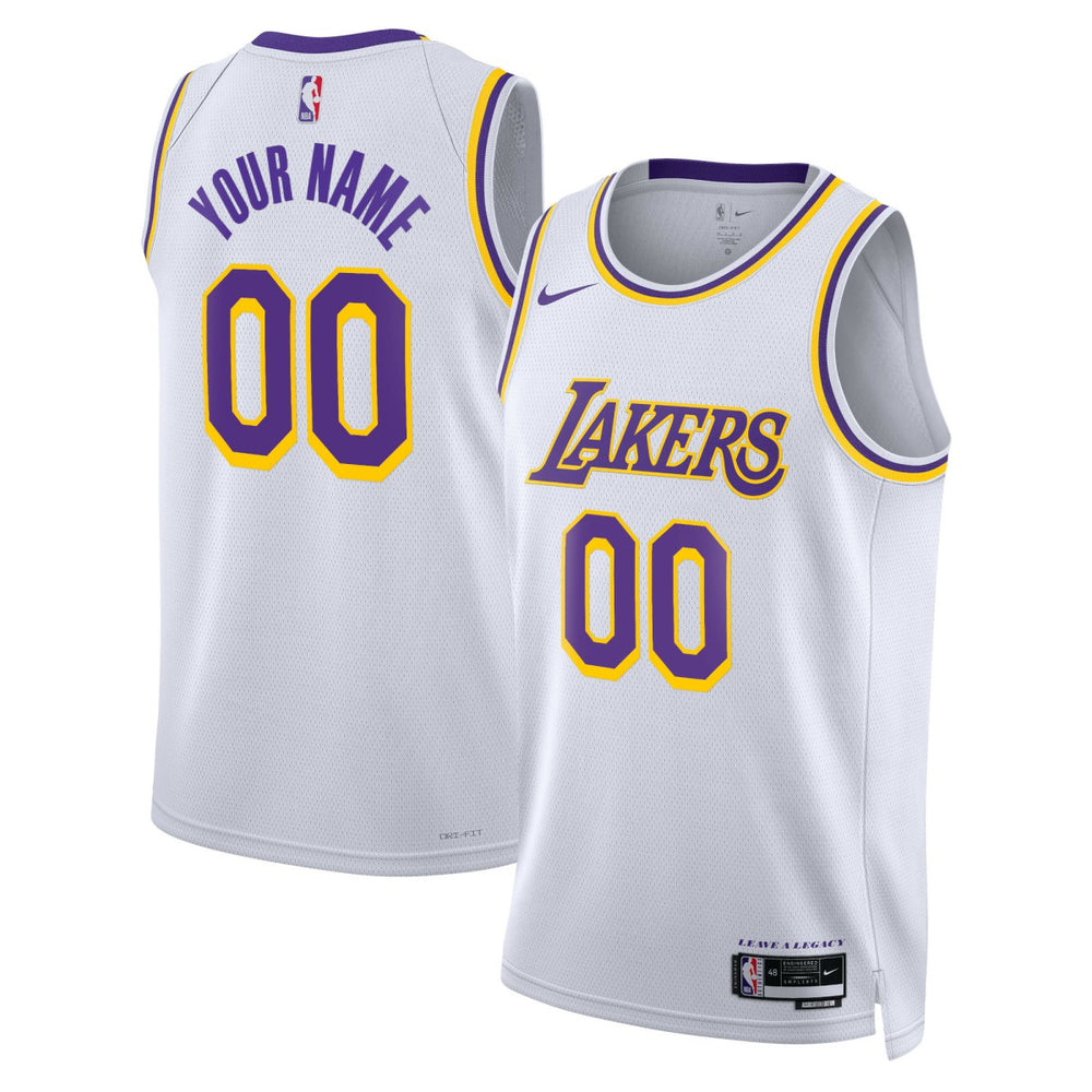 Los Angeles Lakers Unisex Swingman Custom Jersey White Association Edition - NBA