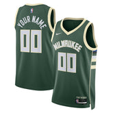 Milwaukee Bucks Unisex Swingman Custom Jersey Hunter Green Icon Edition - NBA