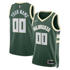 Milwaukee Bucks Unisex Swingman Custom Jersey Hunter Green Icon Edition - NBA