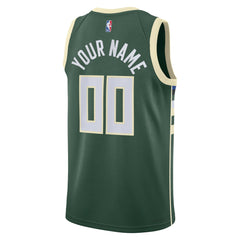 Milwaukee Bucks Unisex Swingman Custom Jersey Hunter Green Icon Edition - NBA