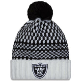 Las Vegas Raiders New Era Women's 2023 NFL Crucial Catch Cuffed Pom Knit Hat Black/White | NFL