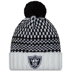 Las Vegas Raiders New Era Women's 2023 NFL Crucial Catch Cuffed Pom Knit Hat Black/White | NFL