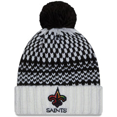 New Orleans Saints New Era Women's 2023 NFL Crucial Catch Cuffed Pom Knit Hat Black/White | NFL
