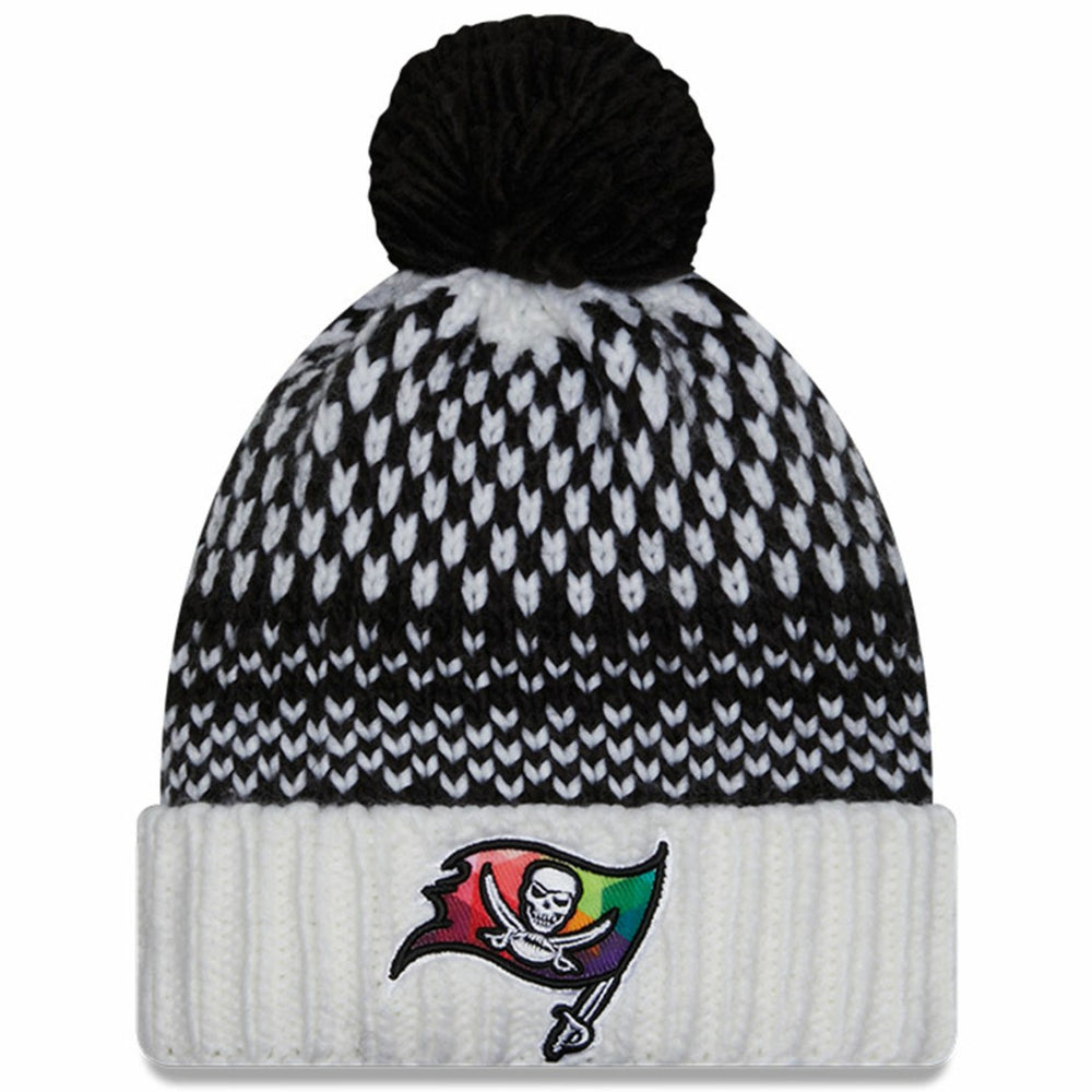 Tampa Bay Buccaneers New Era Women's 2023 NFL Crucial Catch Cuffed Pom Knit Hat Black/White | NFL