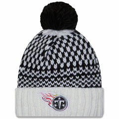 Tennessee Titans New Era Women's 2023 NFL Crucial Catch Cuffed Pom Knit Hat Black/White | NFL