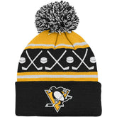 Pittsburgh Penguins Preschool Faceoff Cuffed Knit Hat with Pom - Black - NHL