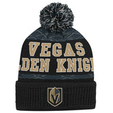 Vegas Golden Knights Youth Puck Cuffed Knit Hat with Pom - Black - NHL