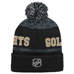 Vegas Golden Knights Youth Puck Cuffed Knit Hat with Pom - Black - NHL