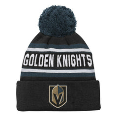 Vegas Golden Knights Youth Jacquard Cuffed Knit Hat with Pom - Black - NHL