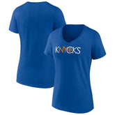 New York Knicks Women's Team Pride V-Neck T-Shirt Blue - NBA
