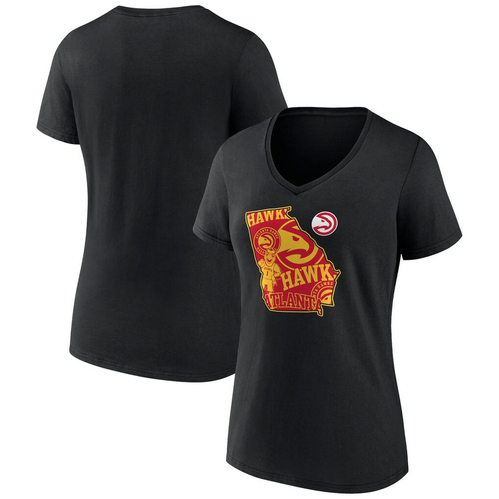 Atlanta Hawks Women's Announcer V-Neck T-Shirt Black - NBA