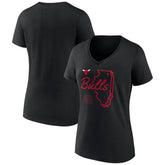 Chicago Bulls Women's Announcer V-Neck T-Shirt Black - NBA