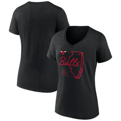 Chicago Bulls Women's Announcer V-Neck T-Shirt Black - NBA