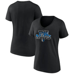 Dallas Mavericks Women's Announcer V-Neck T-Shirt Black - NBA