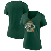 Milwaukee Bucks Women's Announcer V-Neck T-Shirt Hunter Green - NBA
