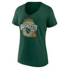 Milwaukee Bucks Women's Announcer V-Neck T-Shirt Hunter Green - NBA