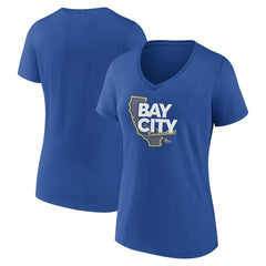 Golden State Warriors Women's Huddle V-Neck T-Shirt Royal - NBA