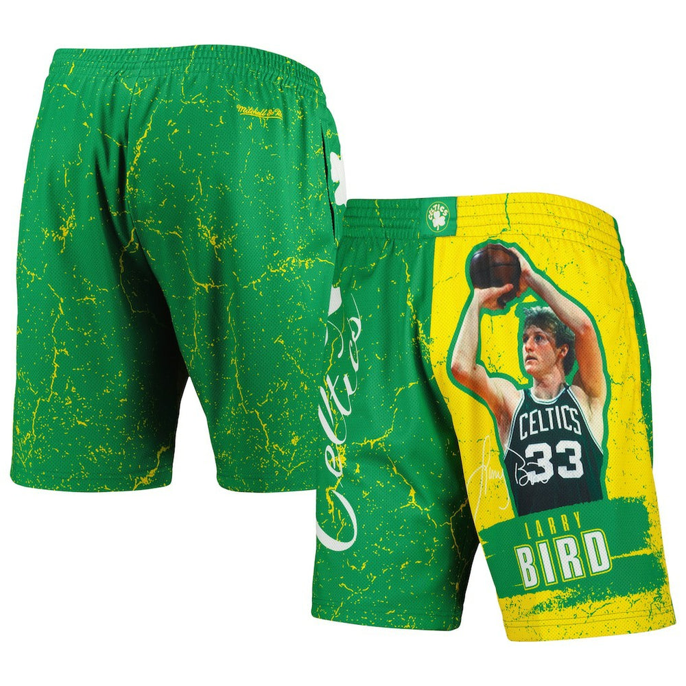 Larry Bird Boston Celtics Hardwood Classics Player Burst Shorts Kelly Green - NBA