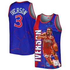 Allen Iverson Philadelphia 76ers 1996-97 Hardwood Classics Player Burst Tank Top Royal - NBA