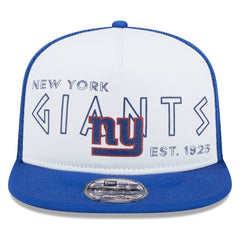 New York Giants New Era Banger 9FIFTY Trucker Snapback Hat White/Royal | NFL