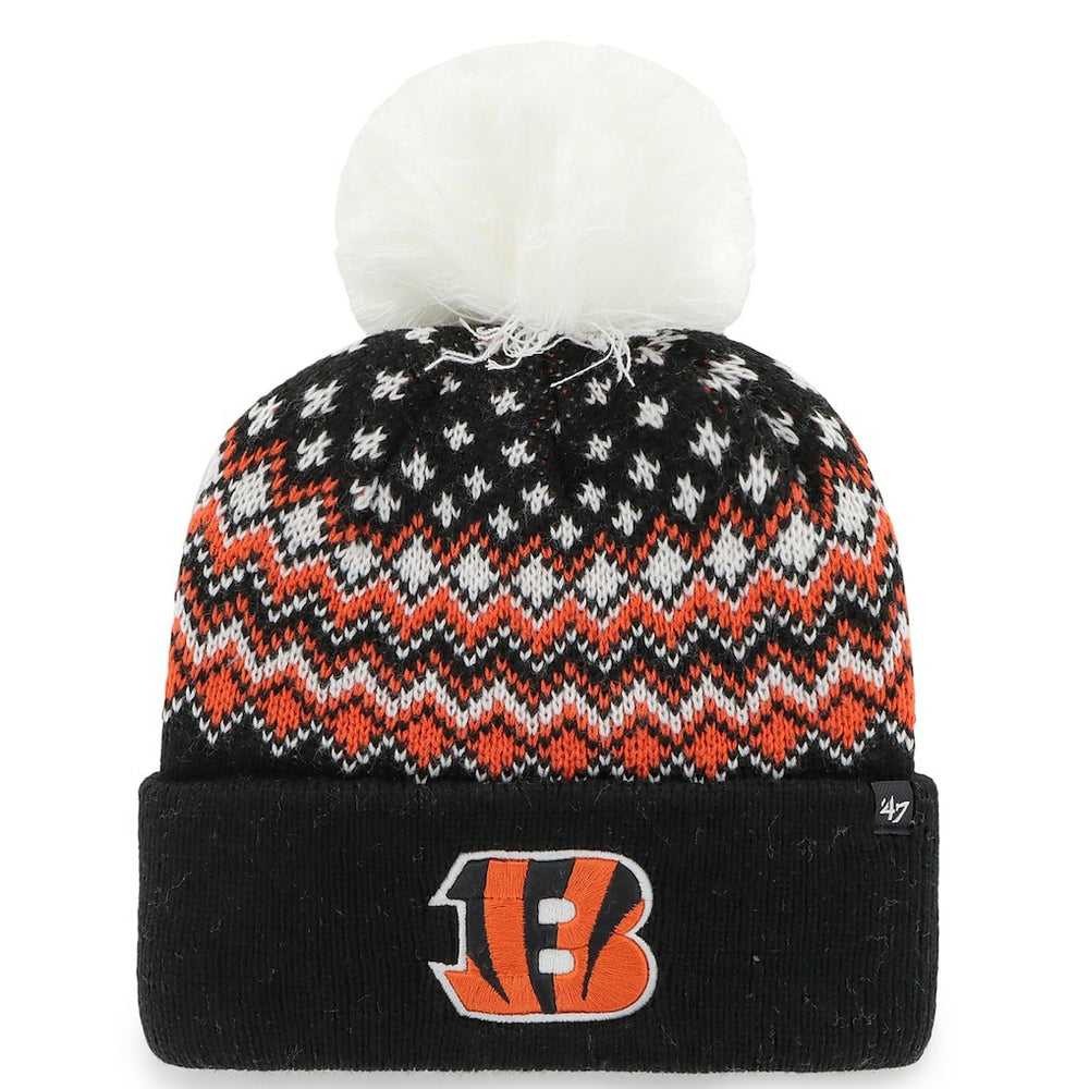 Cincinnati Bengals '47 Women's Elsa Cuffed Knit Hat with Pom Black | 47 brand