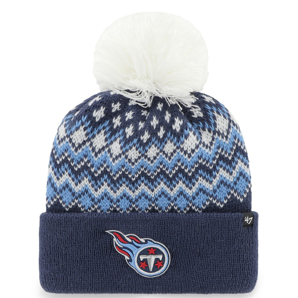 Tennessee Titans '47 Women's Elsa Cuffed Knit Hat with Pom Navy | 47 brand