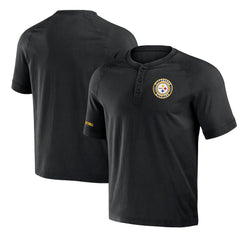 Pittsburgh Steelers NFL x Darius Rucker Collection Washed Raglan Henley T-Shirt Black | Fanatics