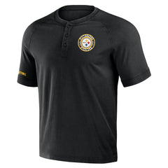 Pittsburgh Steelers NFL x Darius Rucker Collection Washed Raglan Henley T-Shirt Black | Fanatics