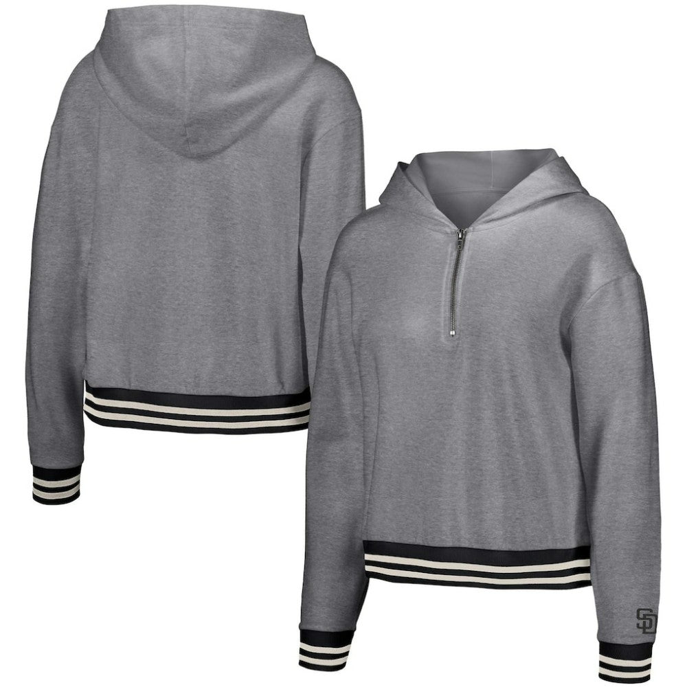 San Diego Padres Lusso Women's Magnolia Tri-Blend Quarter-Zip Hoodie - MLB