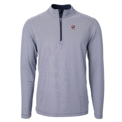 Chicago Cubs Cutter & Buck Virtue Eco Pique Micro Stripe Recycled Quarter-Zip Pullover Top - MLB