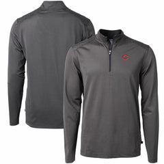Cincinnati Reds Cutter & Buck Virtue Eco Pique Micro Stripe Recycled Quarter-Zip Pullover Top - MLB