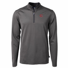 Cincinnati Reds Cutter & Buck Virtue Eco Pique Micro Stripe Recycled Quarter-Zip Pullover Top - MLB