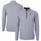 Cleveland Guardians Cutter & Buck Virtue Eco Pique Micro Stripe Recycled Quarter-Zip Pullover Top - MLB