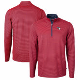 Cleveland Guardians Cutter & Buck Virtue Eco Pique Micro Stripe Recycled Quarter-Zip Pullover Top - MLB
