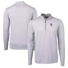 Colorado Rockies Cutter & Buck Virtue Eco Pique Micro Stripe Recycled Quarter-Zip Pullover Top - MLB