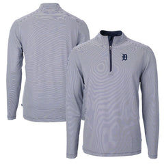 Detroit Tigers Cutter & Buck Virtue Eco Pique Micro Stripe Recycled Quarter-Zip Pullover Top - MLB