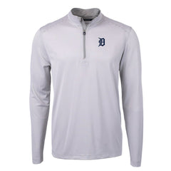 Detroit Tigers Cutter & Buck Virtue Eco Pique Micro Stripe Recycled Quarter-Zip Pullover Top - MLB