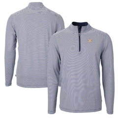 Houston Astros Cutter & Buck Virtue Eco Pique Micro Stripe Recycled Quarter-Zip Pullover Top - MLB